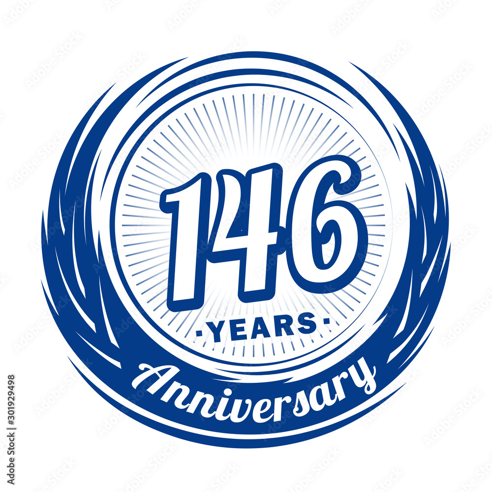 One hundred and forty-six years anniversary celebration logotype. 146th anniversary logo. Vector and illustration.