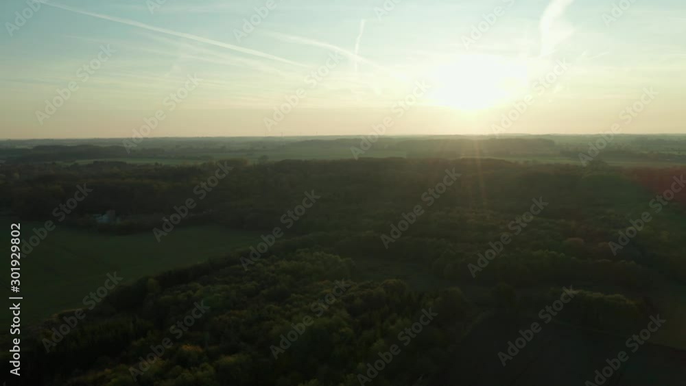 Sunset view in Germany at baltic sea from drone aerial view