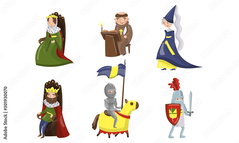 Medieval People Characters Vector Illustrations. Middle Age Historic Period Collection Medieval People Characters Vector Illustrations. Middle Age Historic Period Collection
