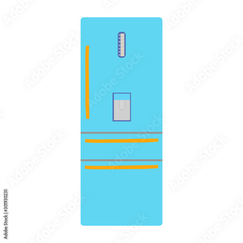 A Beautifully Drawn Blue Smart Electric Kitchen Fridge