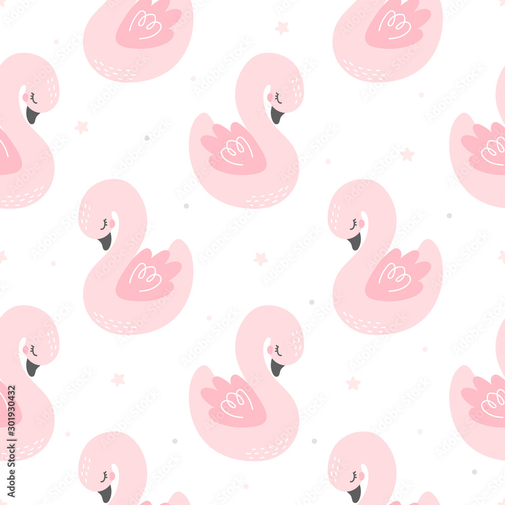 Cute swan seamless background repeating pattern, wallpaper background, cute  seamless pattern background Stock Vector | Adobe Stock