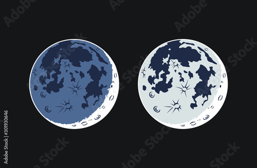 vector of realistic moon earthshine in the night eps format