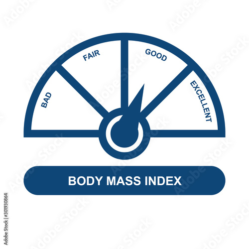Index body mass, bmi medical and fitness chart. Vector weight indicator. Body weight index, healthy and unhealthy illustration