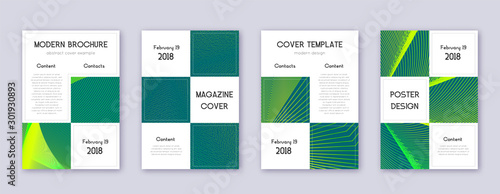 Business brochure design template set. Green abstr