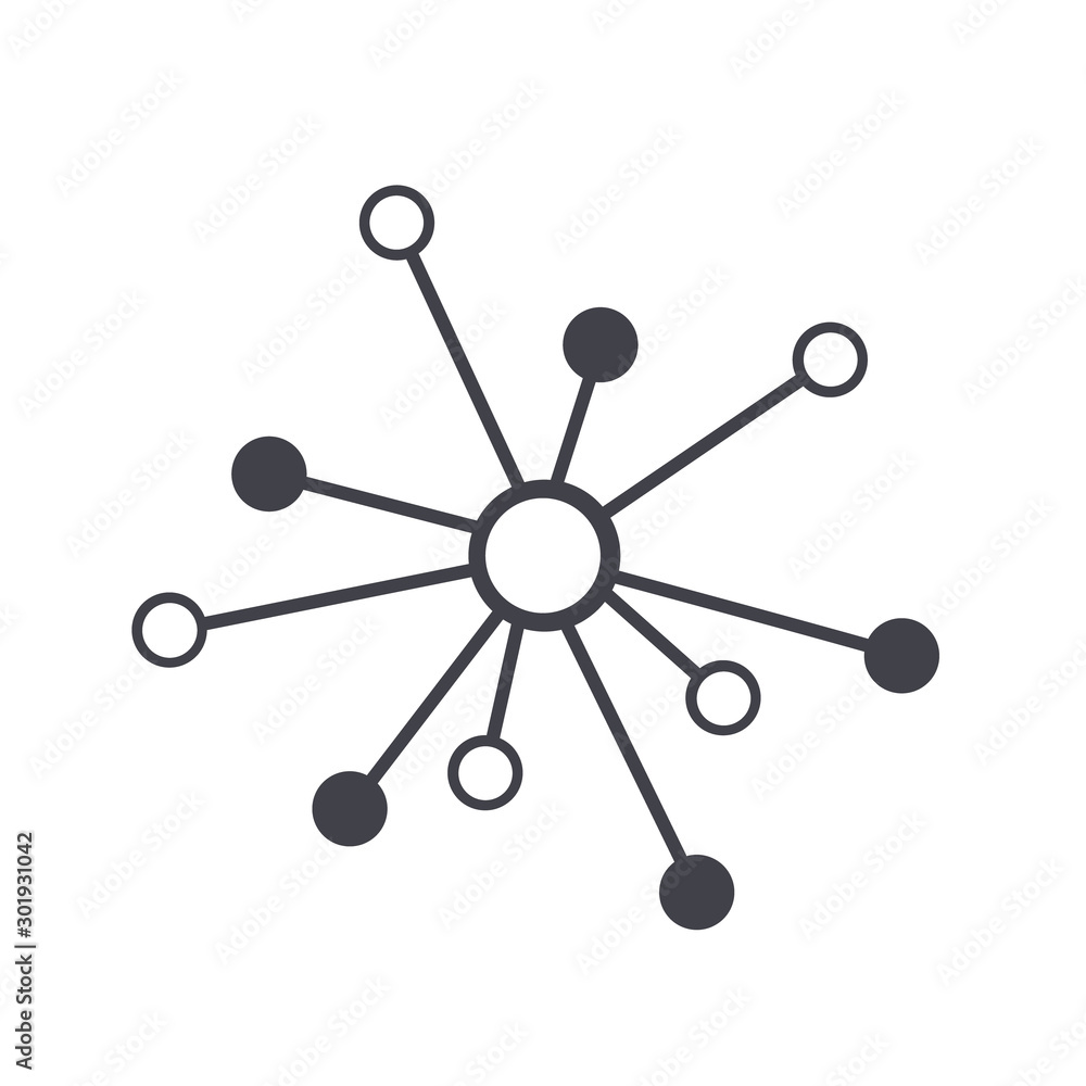 Hub network connection, line vector icon Hub network connection, line vector icon