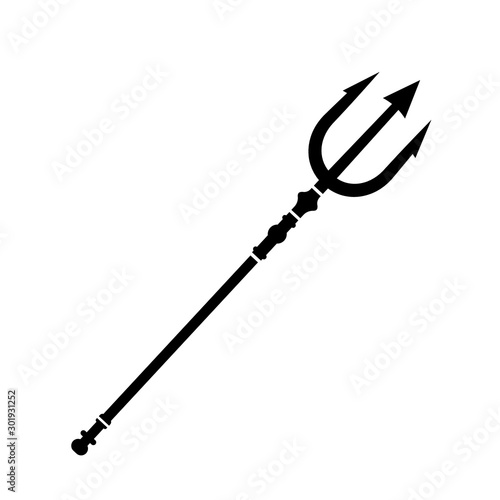 poseidon trident vector icon with black and white