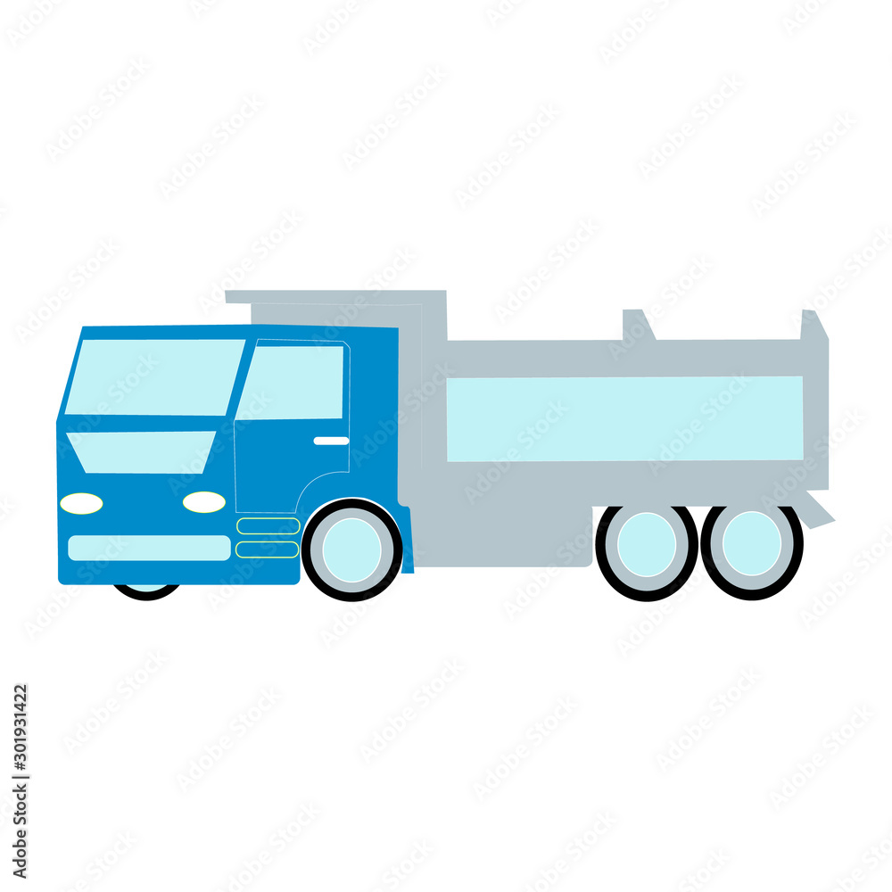 A Cartoonistic Well Drawn And Pleasant Looking Blue And Grey Truck