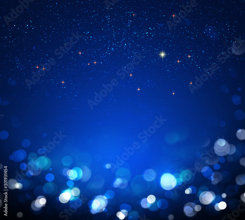 Abstract colorful bokeh background and stars sky.