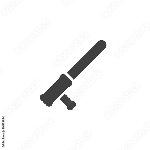 Police baton vector icon. Rubber truncheon filled flat sign for mobile concept and web design. Police nightstick glyph icon. Symbol, logo illustration. Vector graphics