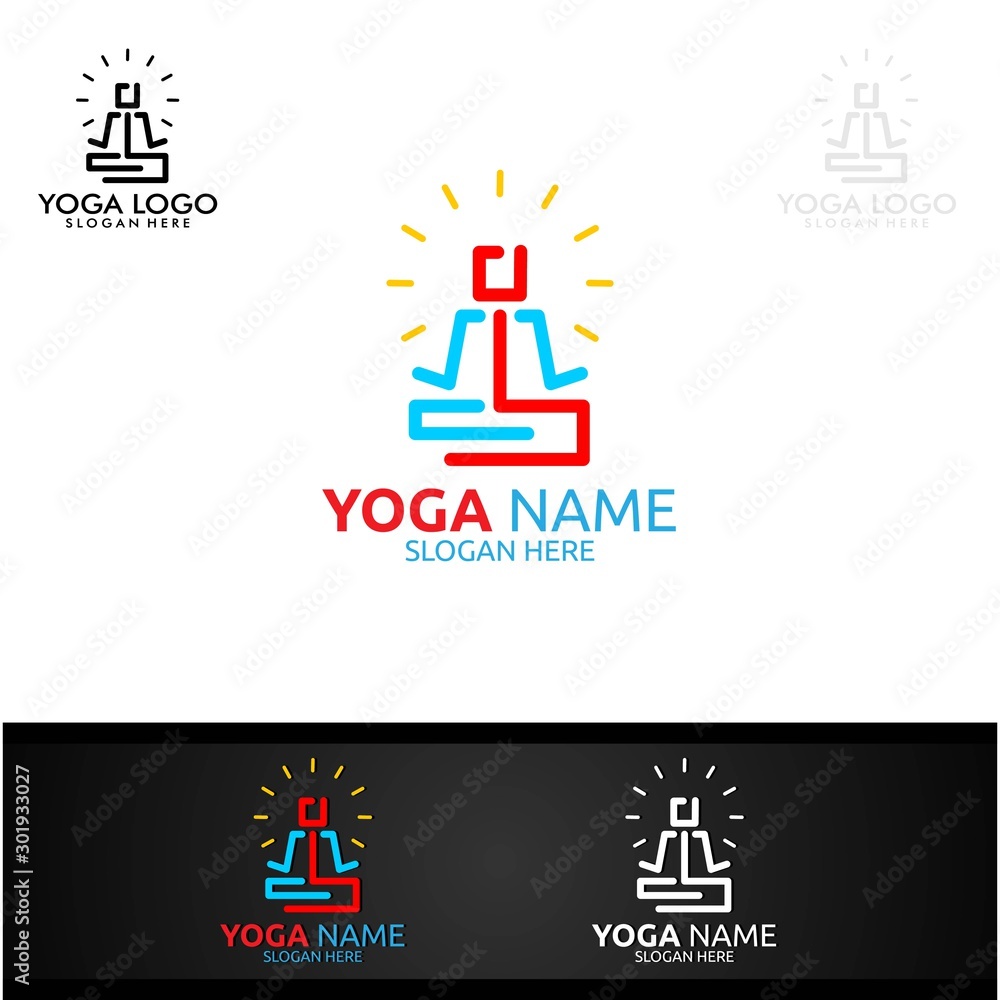 Yoga and Lotus flower logo with Health Spa Concept and Human silhouette Yoga and Lotus flower logo with Health Spa Concept and Human silhouette