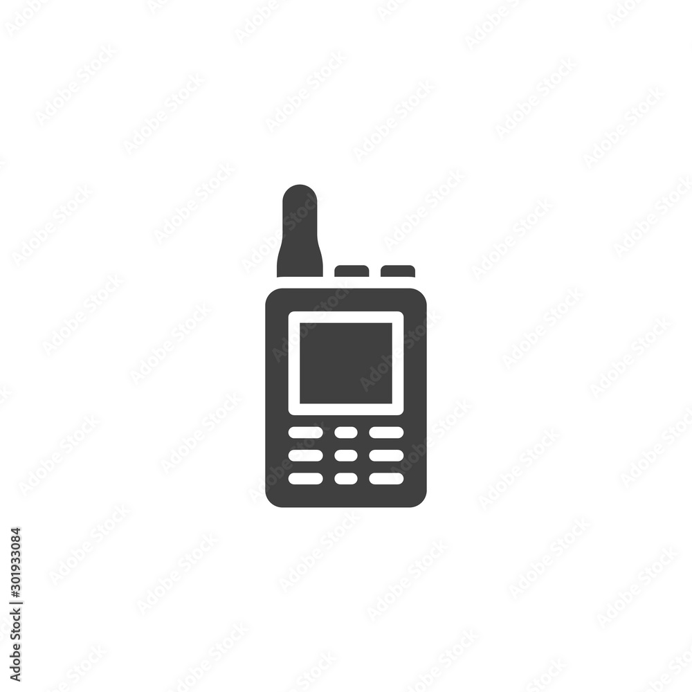 Walkie talkie vector icon. filled flat sign for mobile concept and web design. Radio transmitter glyph icon. Symbol, logo illustration. Vector graphics Walkie talkie vector icon. filled flat sign for mobile concept and web design. Radio transmitter glyph icon. Symbol, logo illustration. Vector graphics