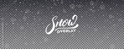 Snow background. Realistic snow overlay. Winter Christmas and New Year snow decoration