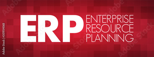 ERP - Enterprise Resource Planning acronym, business concept background