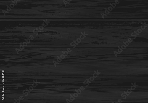 Vector black wooden texture. Natural dark old wood planks background