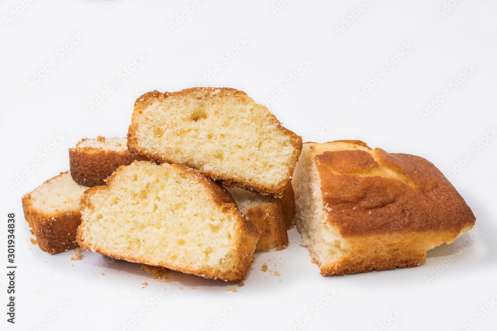 sponge cake or traditional cake isolated on white background