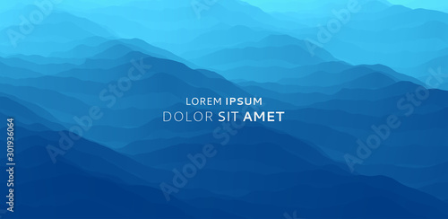 Blue abstract ocean seascape. Sea surface. Water waves. Nature background. Vector illustration for design.