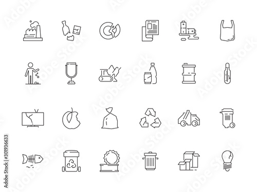 Garbage icon. Rubbish plastic and paper garbage recycle bins vector symbols. Illustration rubbish recycling, waste and garbage, pollution trash