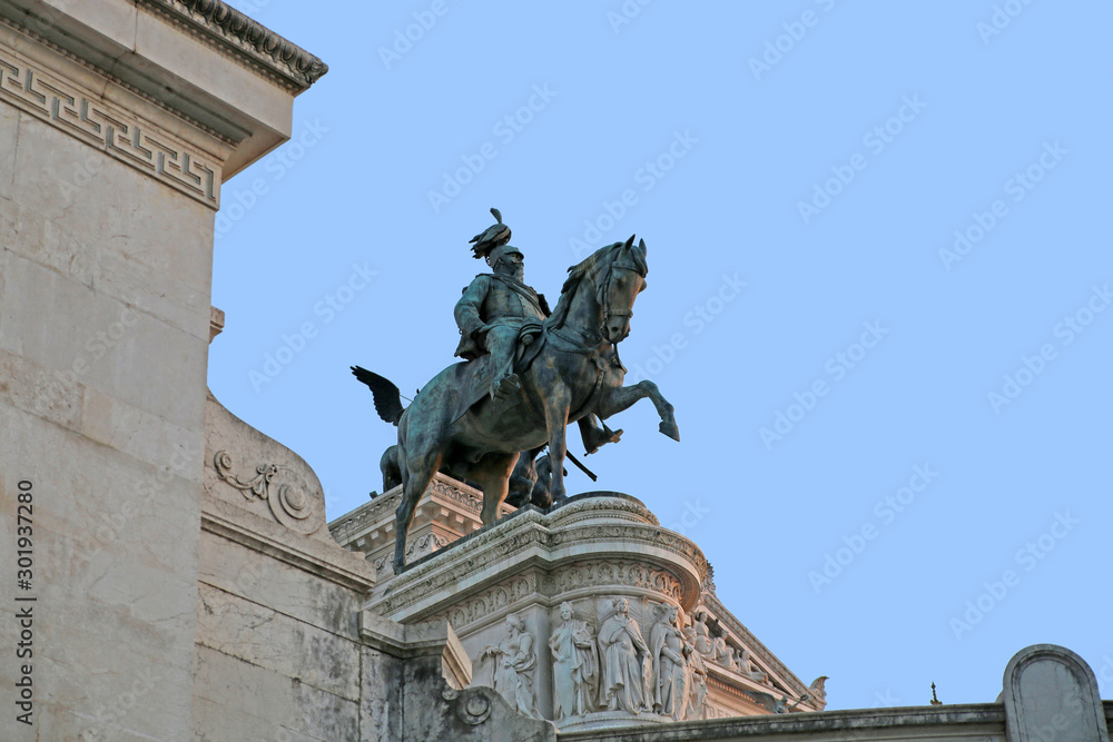 Bronze equestrian statue of the first king of United Italy Victor Emmanuel II