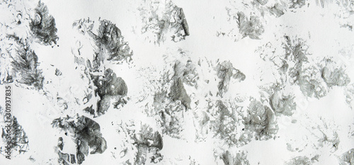 Abstract watercolor brushstrokes with silver paint for the background 