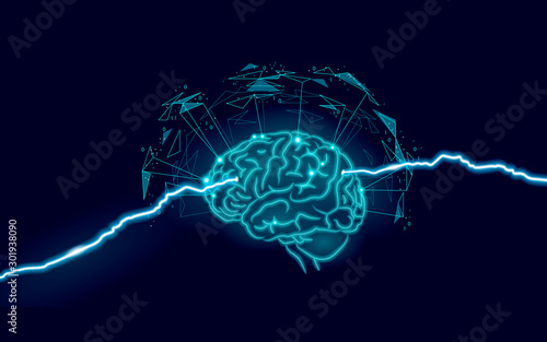Artificial intelligence cyber assistance data security danger. Hacker spy attack information server protection. Virus alert technology cyber internet crime concept. Low poly 3D vector illustration