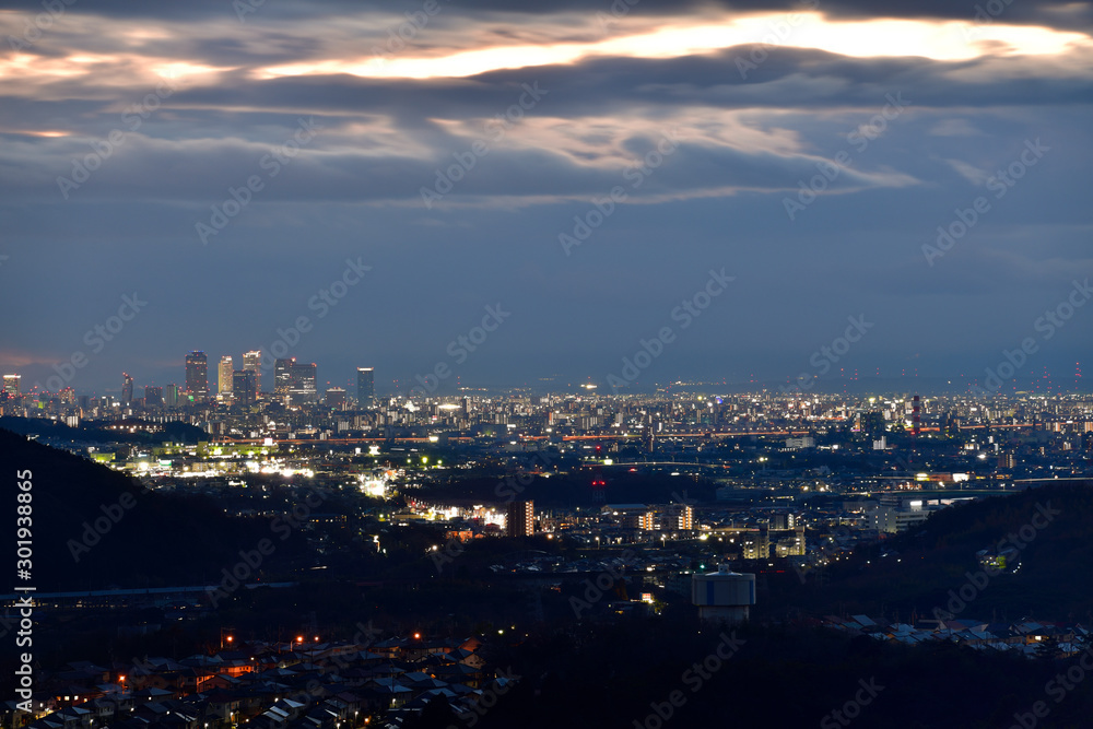 Naklejka premium 定光寺からの夕景 夜景