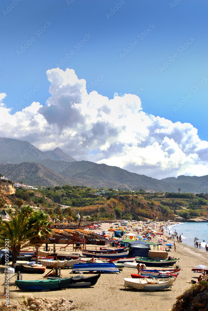 Nerja, Playa Burriana, Andalusia, Costa del Sol, Spain