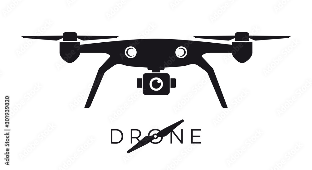 vector black silhouette of flying drone. Isolated on white background. vector black silhouette of flying drone. Isolated on white background.