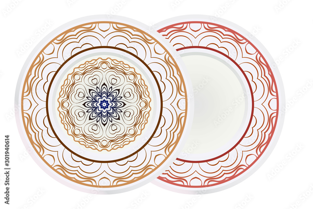 Set of round floral frame and mandala ornament. Vector illustration. Set of round floral frame and mandala ornament. Vector illustration.