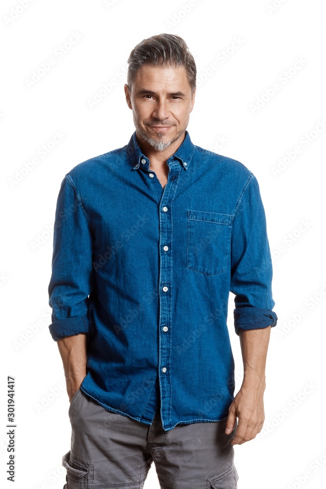 Casual older white man isolated on white Casual older white man isolated on white