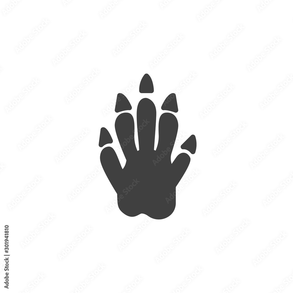Raccoon paw print vector icon. filled flat sign for mobile concept and web design. Raccoon animal footprint glyph icon. Symbol, logo illustration. Vector graphics Raccoon paw print vector icon. filled flat sign for mobile concept and web design. Raccoon animal footprint glyph icon. Symbol, logo illustration. Vector graphics