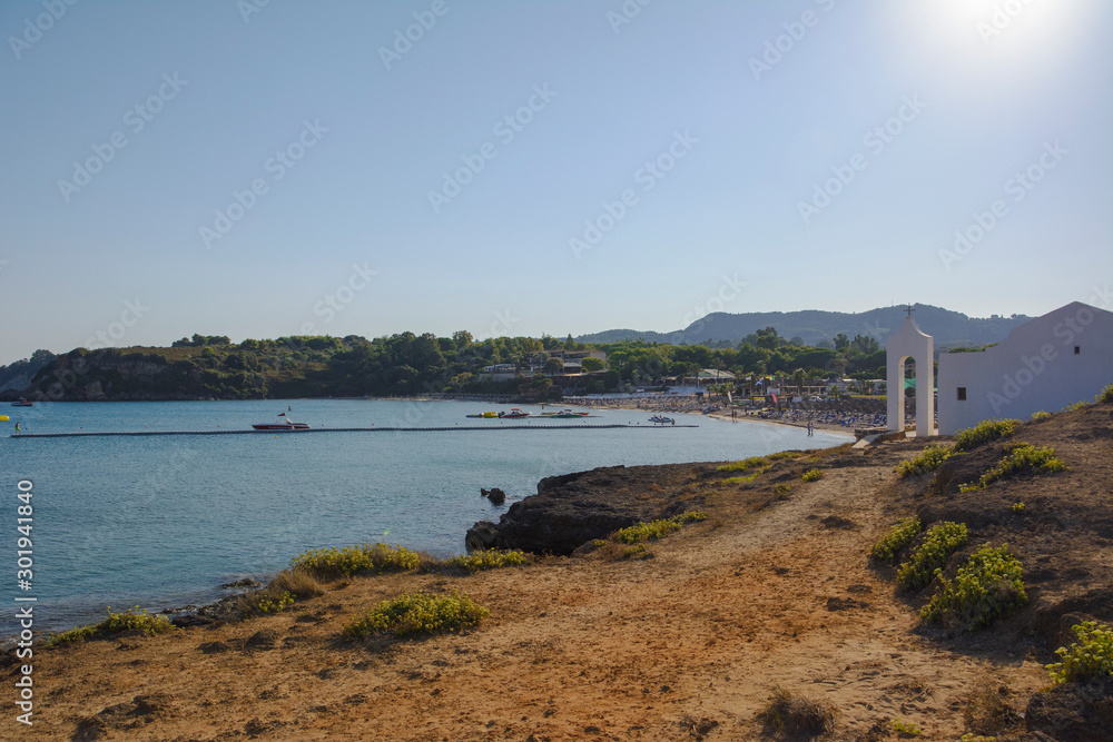 vief of St. Nicholas Beach (Agios Nikolaos) on Zakynthos island (Greece)