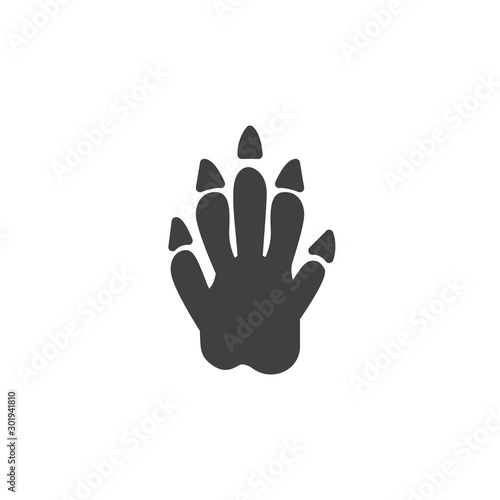 Raccoon paw print vector icon. filled flat sign for mobile concept and web design. Raccoon animal footprint glyph icon. Symbol, logo illustration. Vector graphics