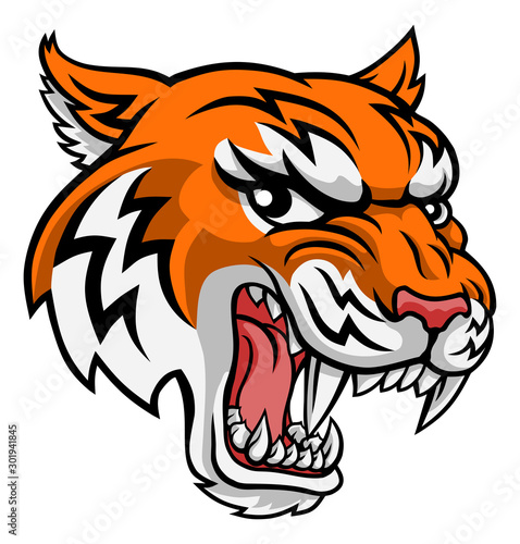 Fototapeta Naklejka Na Ścianę i Meble -  A tiger angry cartoon animal sports mascot