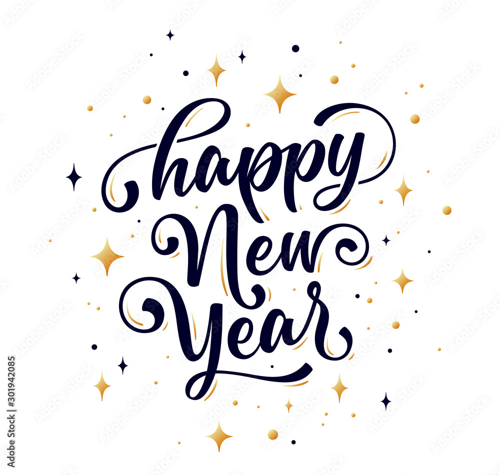 Happy New Year. Lettering text for Happy New Year Happy New Year. Lettering text for Happy New Year