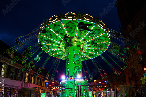 Karussell auf dem Münsterplatz, Herbstmesse, Basel, Schweiz photo