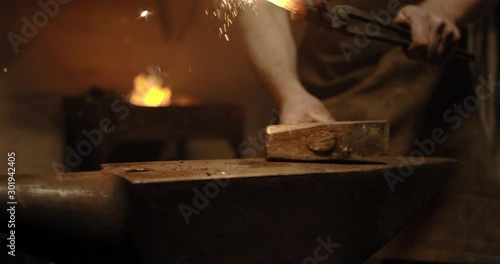 Slow Mo Close Up Traditional Blacksmith Working