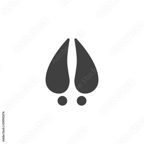 Moose paw print vector icon. filled flat sign for mobile concept and web design. Elk animal hoof print glyph icon. Symbol, logo illustration. Vector graphics