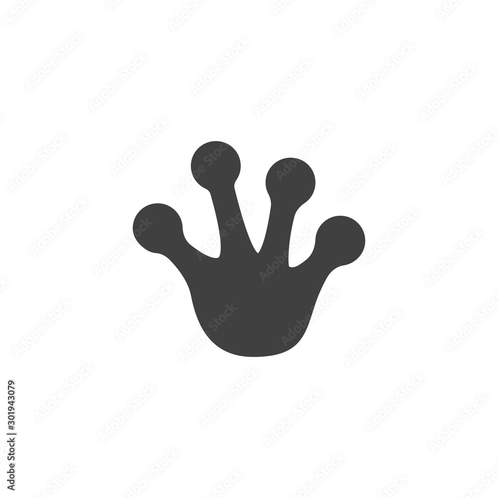 Frog paw print vector icon. filled flat sign for mobile concept and web design. Toad footprint glyph icon. Symbol, logo illustration. Vector graphics Frog paw print vector icon. filled flat sign for mobile concept and web design. Toad footprint glyph icon. Symbol, logo illustration. Vector graphics
