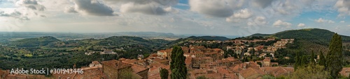 panoramic view on tuscany landscape from a hill city