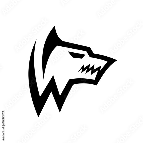 Masculine initial W / Monogram letter W Wolf Logo design