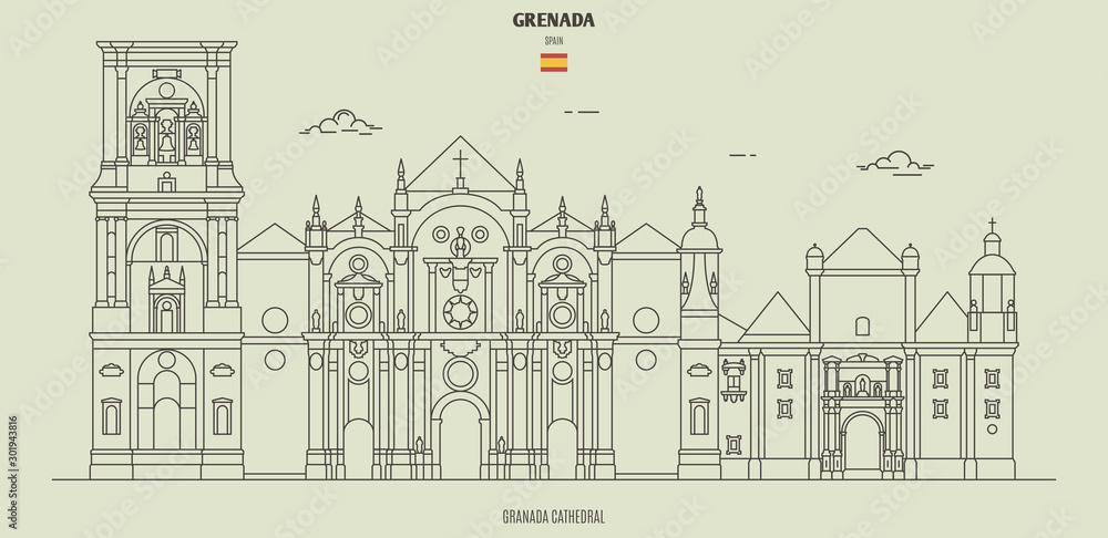 Cathedral of Granada, Spain. Landmark icon