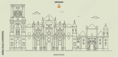 Cathedral of Granada, Spain. Landmark icon