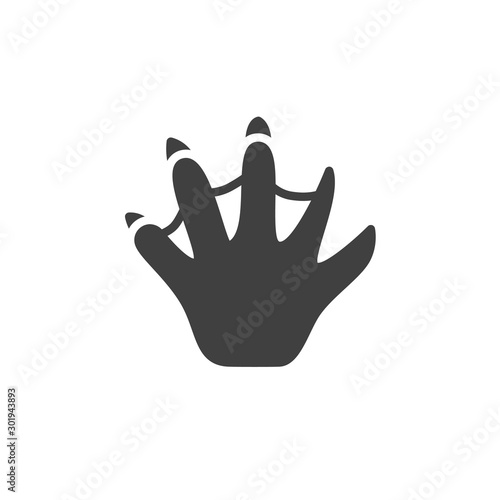 Crocodile paw print vector icon. filled flat sign for mobile concept and web design. Alligator animal footprint glyph icon. Symbol, logo illustration. Vector graphics