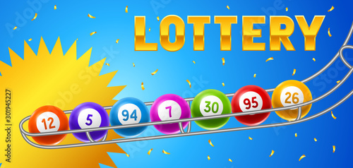 Lottery or bingo card with colored number balls.