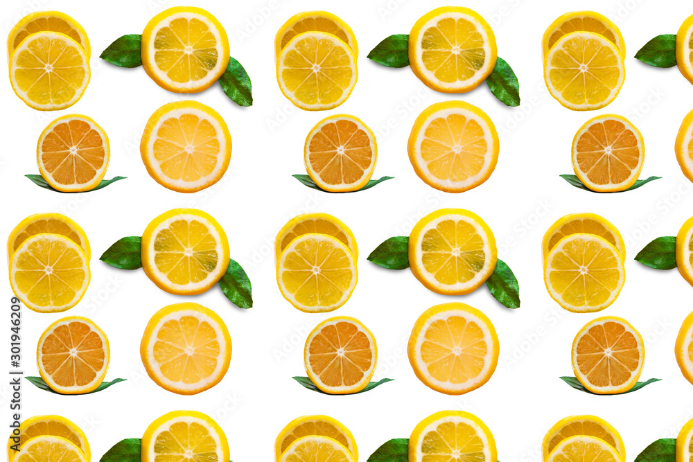 Food pattern of slices of fresh yellow lemon, healthy vegetarian fruit sour taste, healthy vitamin food Food pattern of slices of fresh yellow lemon, healthy vegetarian fruit sour taste, healthy vitamin food