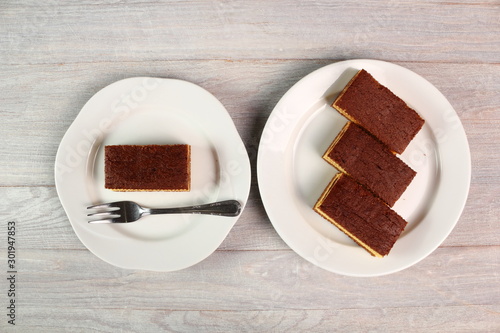 Sponge cake with cocoa filling photo