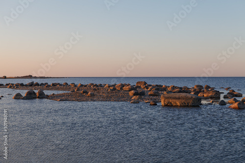 Rocky sea shore. Wilderness. Beautiful Purekkari peninsula, part of Lahemaa national park. Estonia. photo