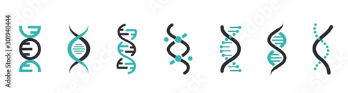 DNA Icons set. DNA Structure molecule icon. Vector molecule. Chromosome icon photo