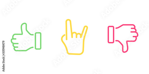 Thumbs up and Thumbs down. Like or dislike. Customer satisfaction. Like a Lot. Feedback concept customer.