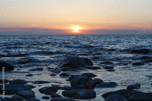 Rocky sea shore. Wilderness. Beautiful Purekkari peninsula, part of Lahemaa national park. Estonia. photo